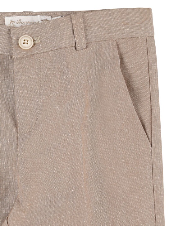 Bonpoint: Linen & cotton pants - Light Brown - kids-boys_1 | Luisa Via Roma