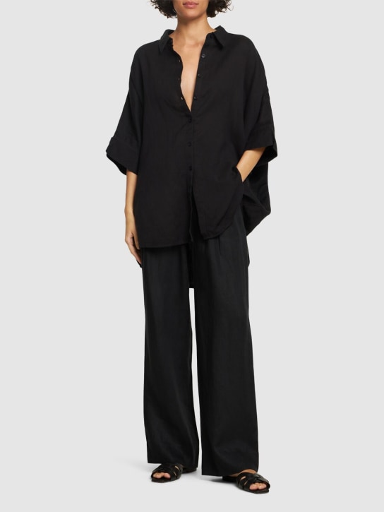POSSE: Lula linen & cotton long shirt - Black - women_1 | Luisa Via Roma