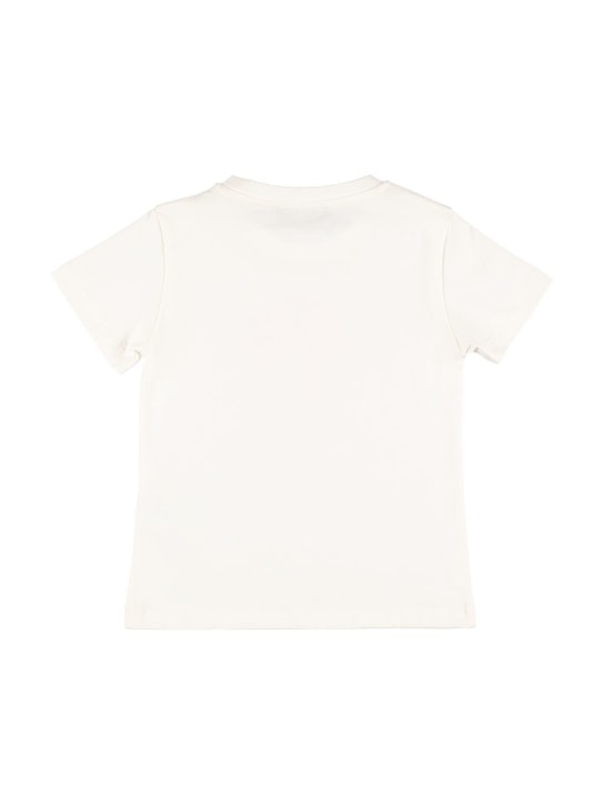 Versace: T-shirt in jersey di cotone con logo - Bianco/Rosa - kids-girls_2 | Luisa Via Roma