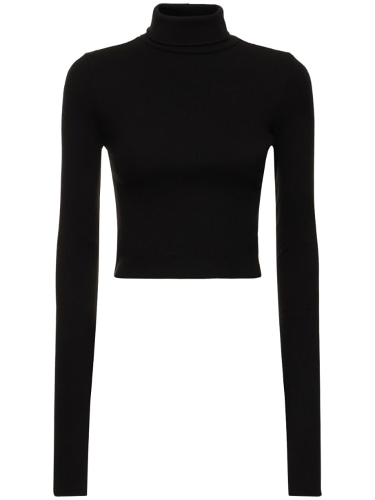 Éterne: 罗纹棉质短款高领上衣 - 黑色 - women_0 | Luisa Via Roma