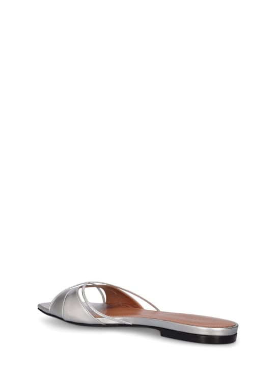 D'accori: Lust metallic leather mule flats - Silver - women_3 | Luisa Via Roma