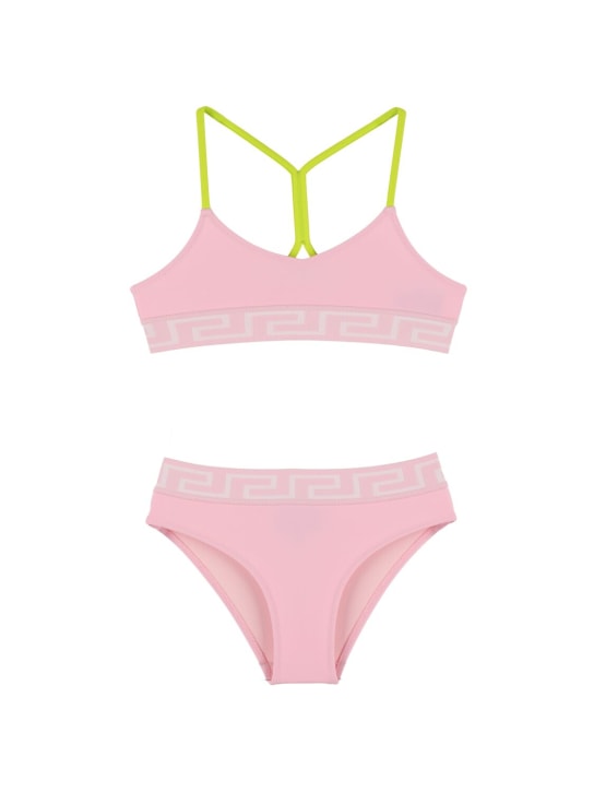 Versace: Recycled Lycra bikini - Pink/Green - kids-girls_0 | Luisa Via Roma