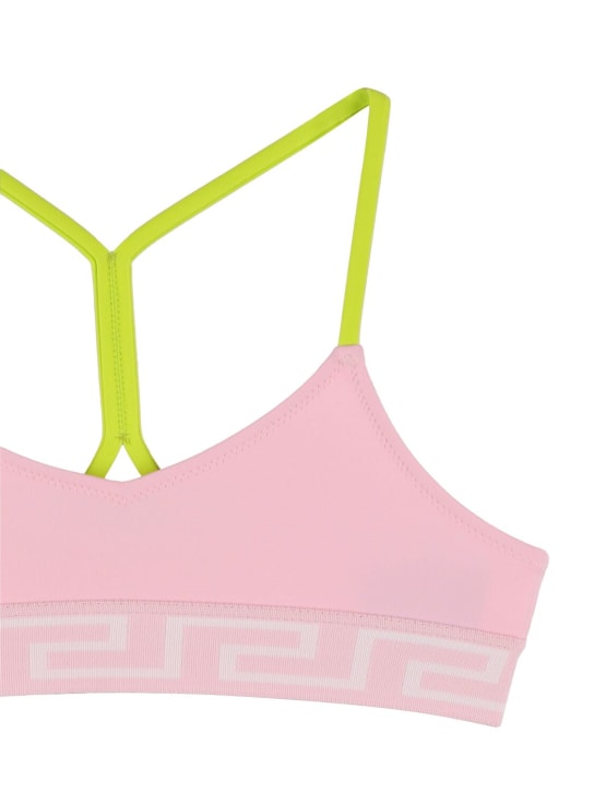 Versace: Recycled Lycra bikini - Pink/Green - kids-girls_1 | Luisa Via Roma