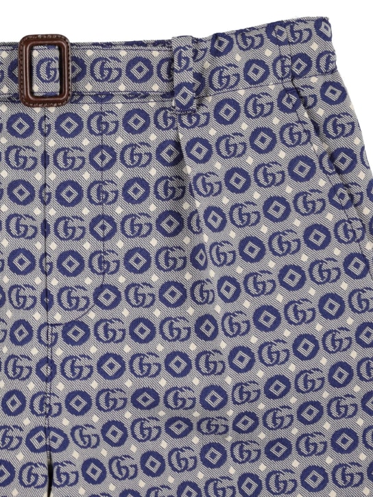 Gucci: GG cotton blend  canvas shorts - Bright Blue - kids-boys_1 | Luisa Via Roma