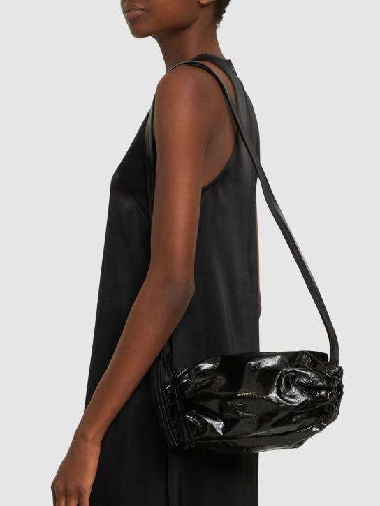 Jil Sander: Small Cushion leather shoulder bag - Black - women_1 | Luisa Via Roma