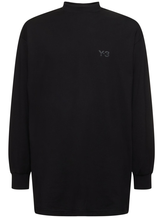 Y-3: 企领长袖T恤 - 黑色 - men_0 | Luisa Via Roma
