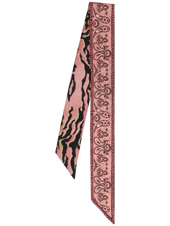 Zimmermann: Printed silk ribbon scarf - Pink Bandana - women_0 | Luisa Via Roma