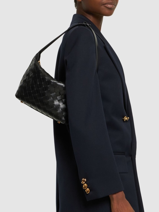 Bottega Veneta: Mini Wallace leather shoulder bag - Black - women_1 | Luisa Via Roma
