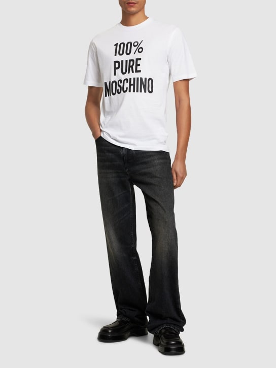 Moschino: Camiseta de 100% algodón - Blanco - men_1 | Luisa Via Roma