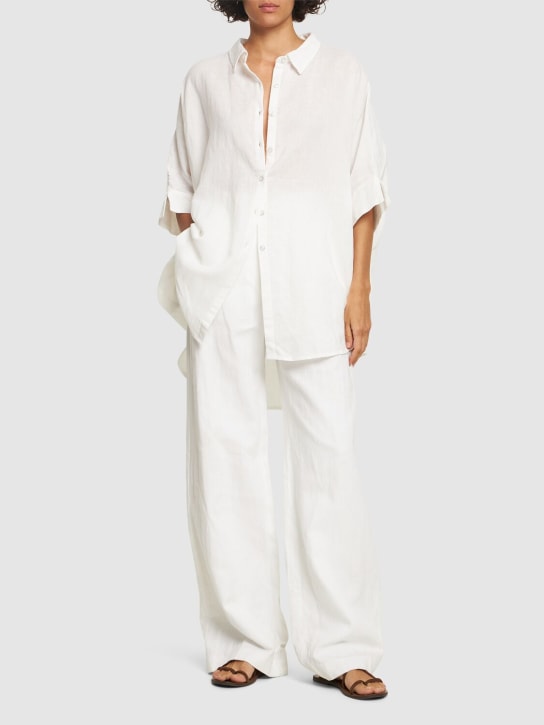 POSSE: Camisa larga de lino y algodón - Blanco - women_1 | Luisa Via Roma