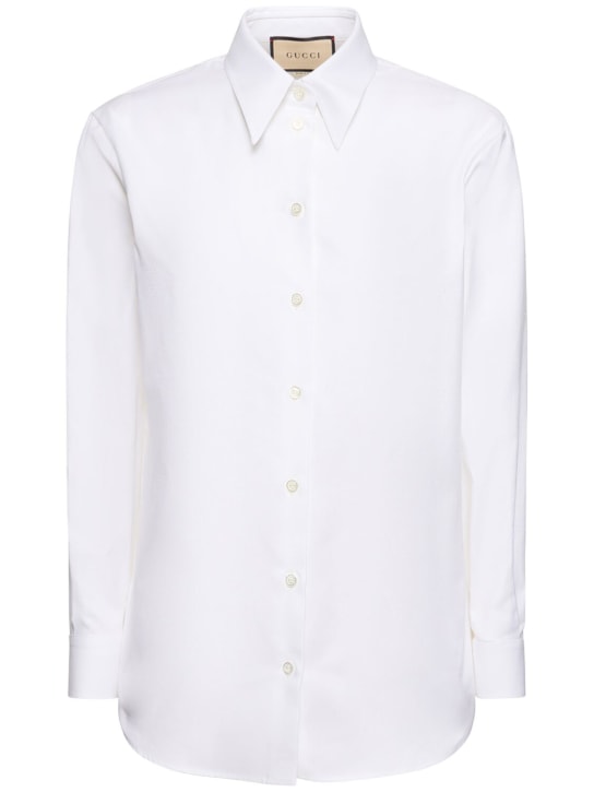 Gucci: 牛津布棉质衬衫 - 自然白色 - women_0 | Luisa Via Roma