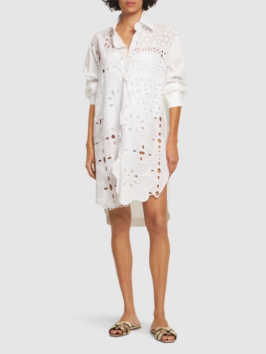 Ermanno Scervino: Embroidered cotton oversized shirt - Beyaz - women_1 | Luisa Via Roma