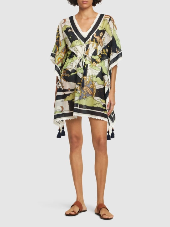 Tory Burch: Printed cotton & silk mini dress - Renkli - women_1 | Luisa Via Roma