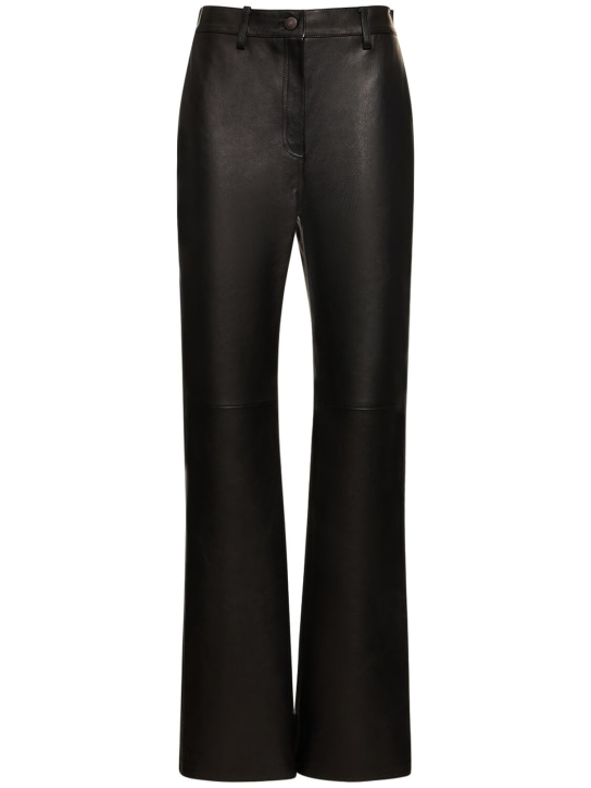 Magda Butrym: Pantalon droit en cuir taille haute - Noir - women_0 | Luisa Via Roma