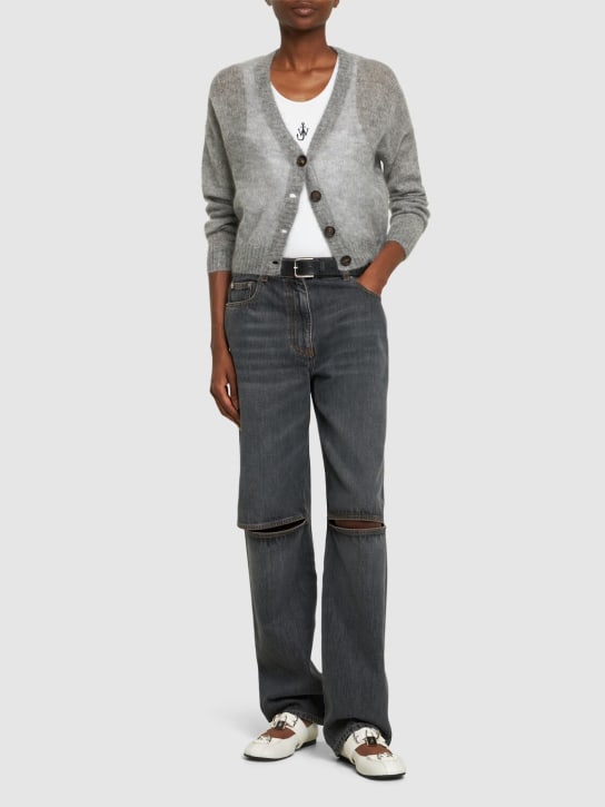 JW Anderson: Bootcut-Jeans aus Denim mit ausgeschnittenem Knie - Grau - women_1 | Luisa Via Roma