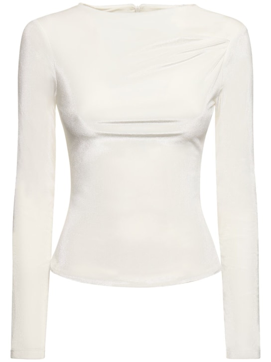 16arlington: Nubria velvet long sleeve crop top - White - women_0 | Luisa Via Roma
