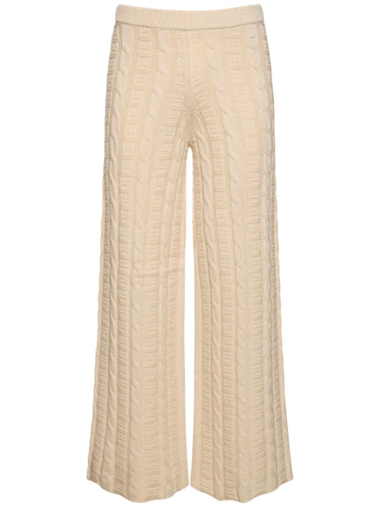 Acne Studios: Pantalon évasé en maille de laine mélangée - Beige - men_0 | Luisa Via Roma