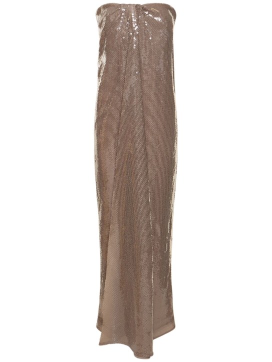16arlington: Robe longue en sequins sans manches Mirai - Taupe - women_0 | Luisa Via Roma