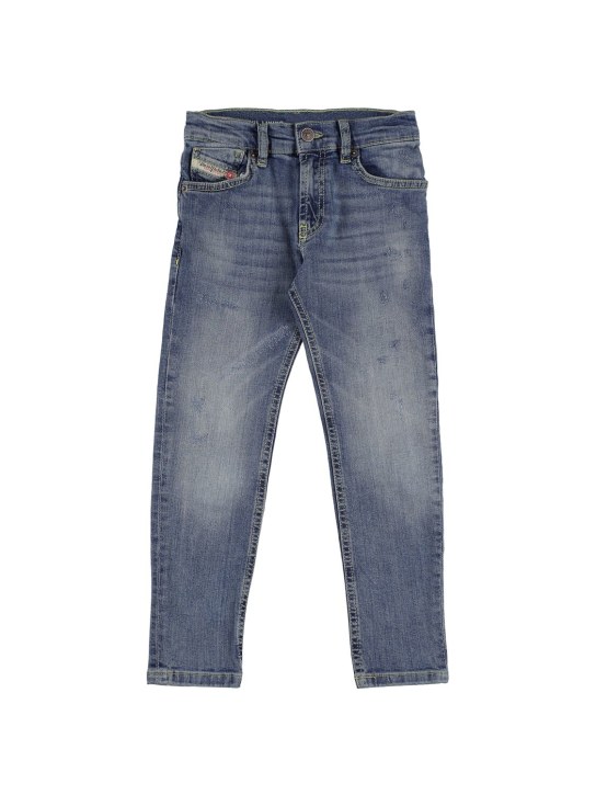 Diesel Kids: 5 pocket stretch cotton denim jeans - Mavi - kids-boys_0 | Luisa Via Roma