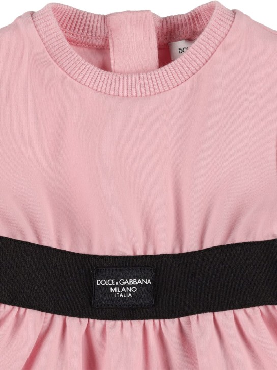 Dolce&Gabbana: 프린트 오가닉 드레스 & 기저귀 커버 - 핑크 - kids-girls_1 | Luisa Via Roma