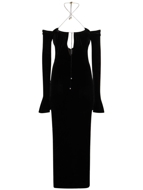 16arlington: Salm velvet midi halter dress - Black - women_0 | Luisa Via Roma