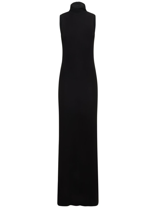 Nili Lotan: Vestido largo de viscosa con cuello alto - Negro - women_0 | Luisa Via Roma