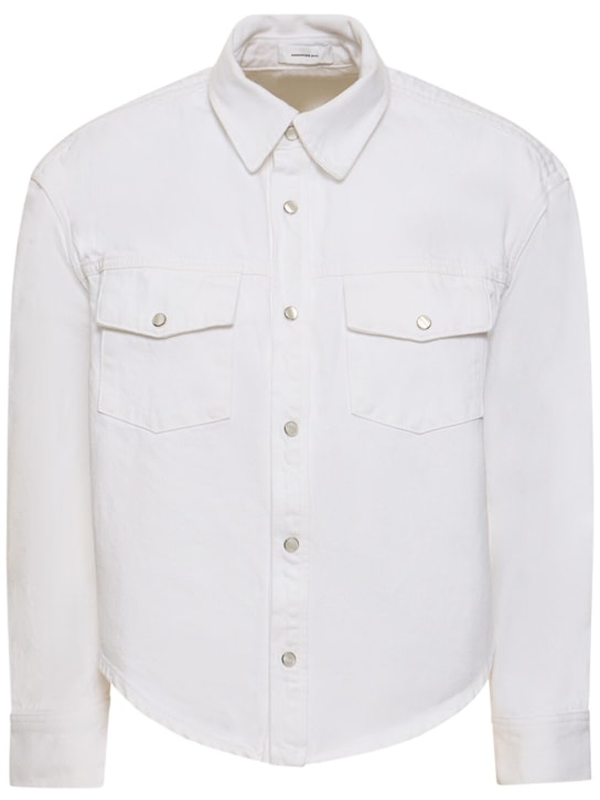 Wardrobe.nyc: Cotton denim shirt jacket - Beyaz - women_0 | Luisa Via Roma