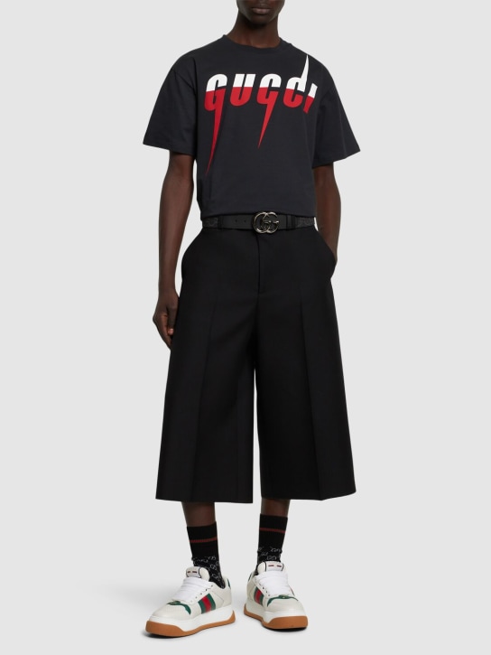 Gucci: T-shirt oversize en jersey de coton imprimé - Noir - men_1 | Luisa Via Roma