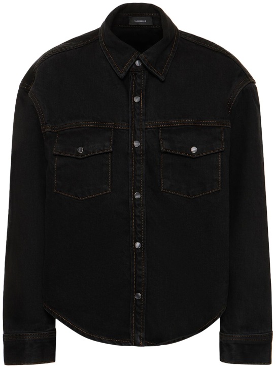 Wardrobe.nyc: Cotton denim shirt jacket - Siyah - women_0 | Luisa Via Roma