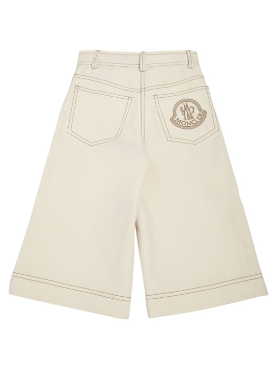 Moncler: Double cotton twill pants - White - kids-girls_1 | Luisa Via Roma
