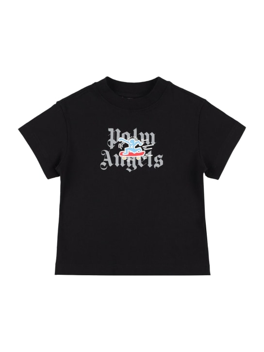 Palm Angels: T-shirt en coton PA Skateboard - Noir - kids-girls_0 | Luisa Via Roma