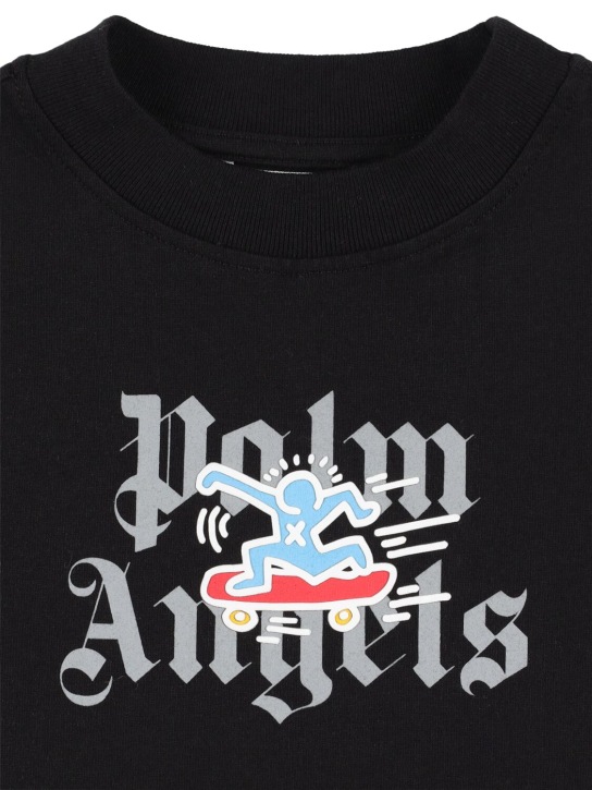 Palm Angels: T-shirt en coton PA Skateboard - Noir - kids-boys_1 | Luisa Via Roma