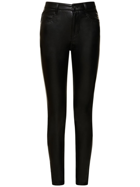 Ermanno Scervino: Faux leather high rise straight pants - Siyah - women_0 | Luisa Via Roma