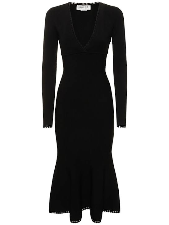 Victoria Beckham: Vestito midi in misto viscosa - Nero - women_0 | Luisa Via Roma