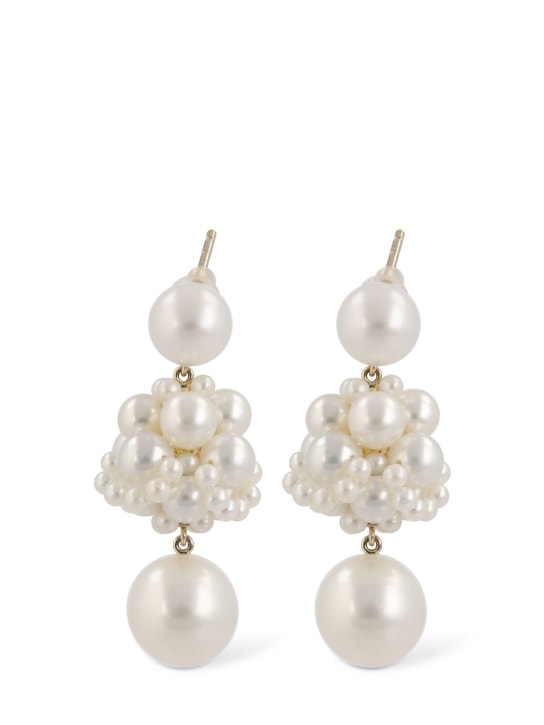 Sophie Bille Brahe: Dora 14kt gold & pearl earrings - Pearl - women_0 | Luisa Via Roma