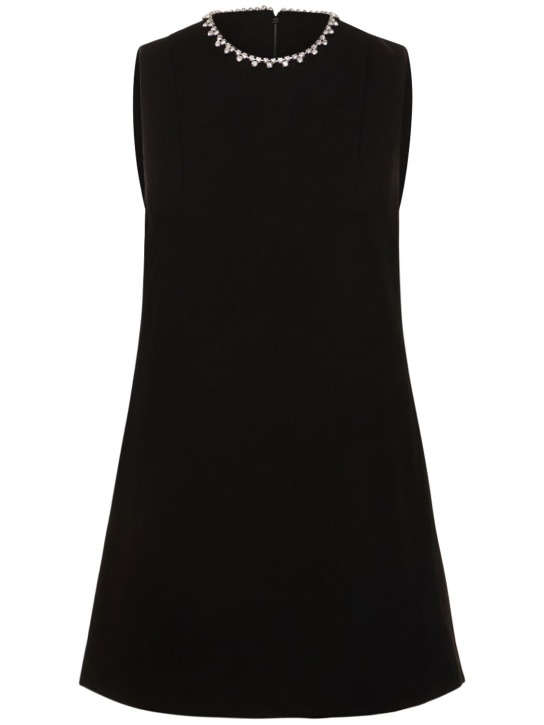 Area: Vestido corto de crepé con cristales - Negro - women_0 | Luisa Via Roma