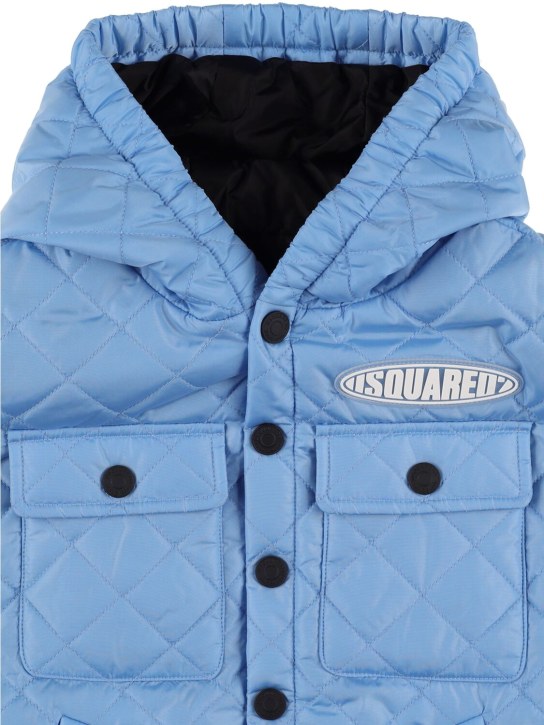 Dsquared2: Hooded quilted nylon vest - Blue - kids-boys_1 | Luisa Via Roma