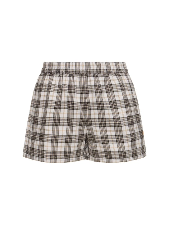 Acne Studios: Shorts in twill di cotone check - Multicolore - men_0 | Luisa Via Roma