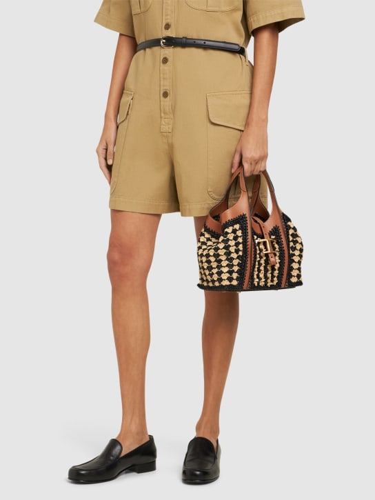 Tod's: Mini TSB raffia effect top handle bag - women_1 | Luisa Via Roma