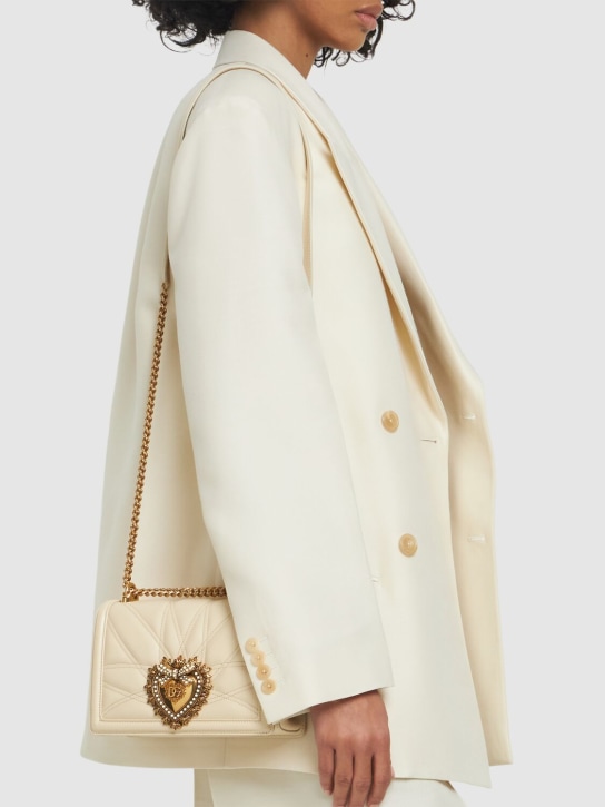 Dolce&Gabbana: Devotion leather shoulder bag - Burro - women_1 | Luisa Via Roma