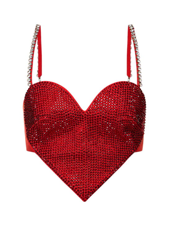 Area: Embellished heart-shaped wool crop top - Red - women_0 | Luisa Via Roma