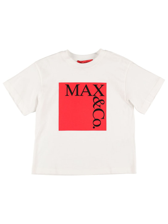 MAX&Co.: T-shirt en jersey de coton imprimé - Blanc - kids-girls_0 | Luisa Via Roma