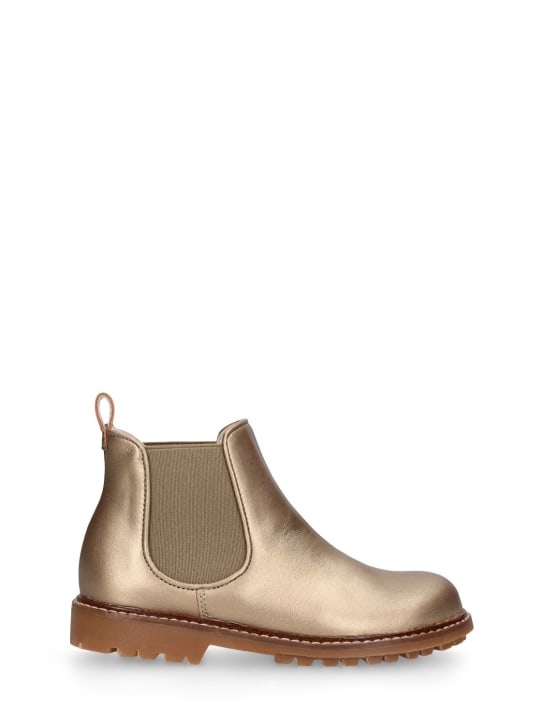 Bonpoint: Mathis leather boots - Gold - kids-girls_0 | Luisa Via Roma