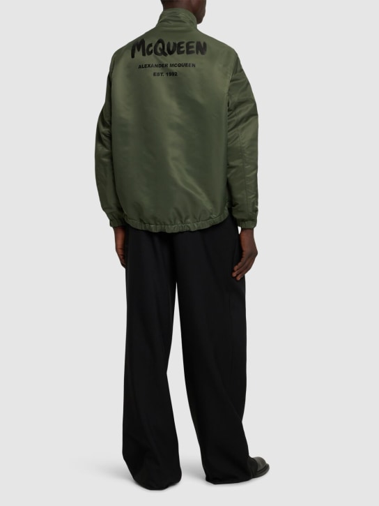 Alexander McQueen: Hybrid cotton jacket - Siyah/Haki - men_1 | Luisa Via Roma
