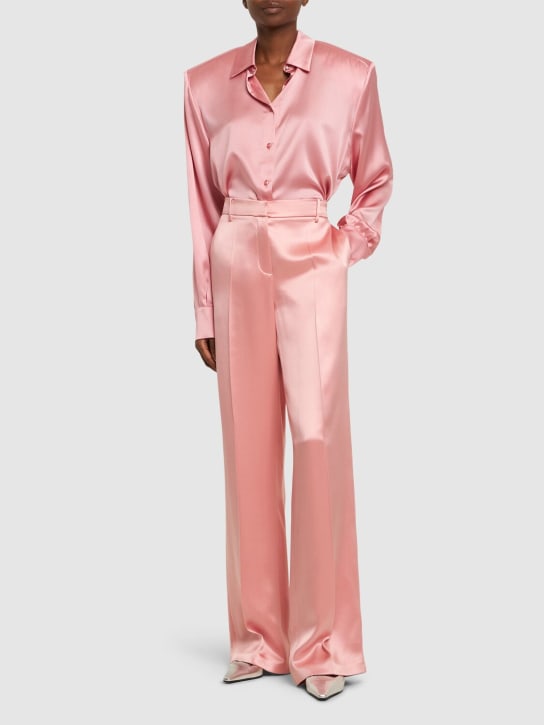 Magda Butrym: Silk satin straight pants - Pink - women_1 | Luisa Via Roma