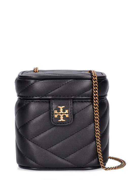 Tory Burch: Mini Kira Chevron Vanity leather bag - Black - women_0 | Luisa Via Roma