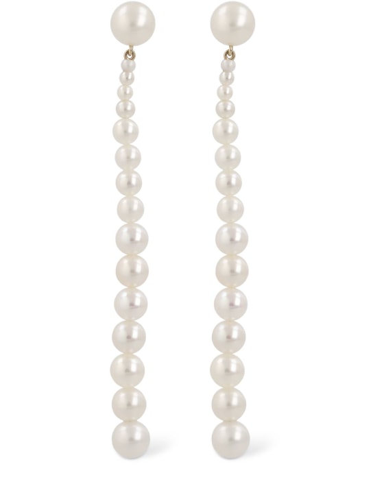 Sophie Bille Brahe: Piazza 14kt gold & pearl earrings - Pearl - women_0 | Luisa Via Roma