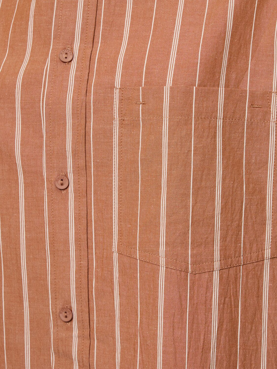 Matteau: Striped cotton & linen shirt - Orange/Multi - women_3 | Luisa Via Roma