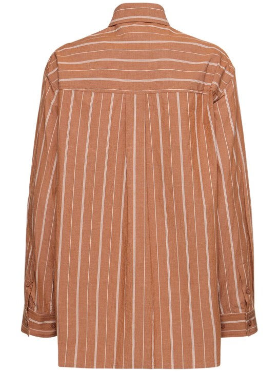 Matteau: Striped cotton & linen shirt - Orange/Multi - women_4 | Luisa Via Roma