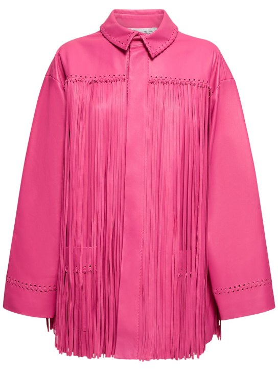 Oscar De La Renta: Camisa de piel con flecos - Fucsia - women_0 | Luisa Via Roma